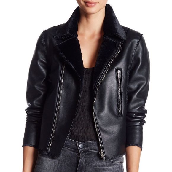 Vigoss Jackets & Blazers - Vigoss Black Faux Leather & Faux Fur Jacket